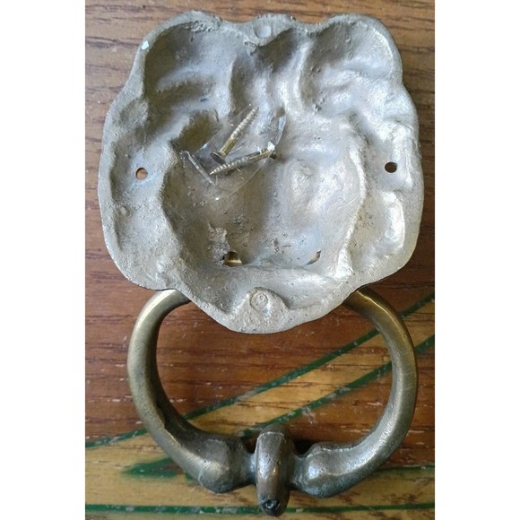 Vintage Brass Lion Door Knocker 4" Face 7" Length 4" Width - Picture 3 of 3